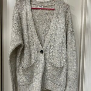 BKE Gray/Cream Knit Cardigan Sweater